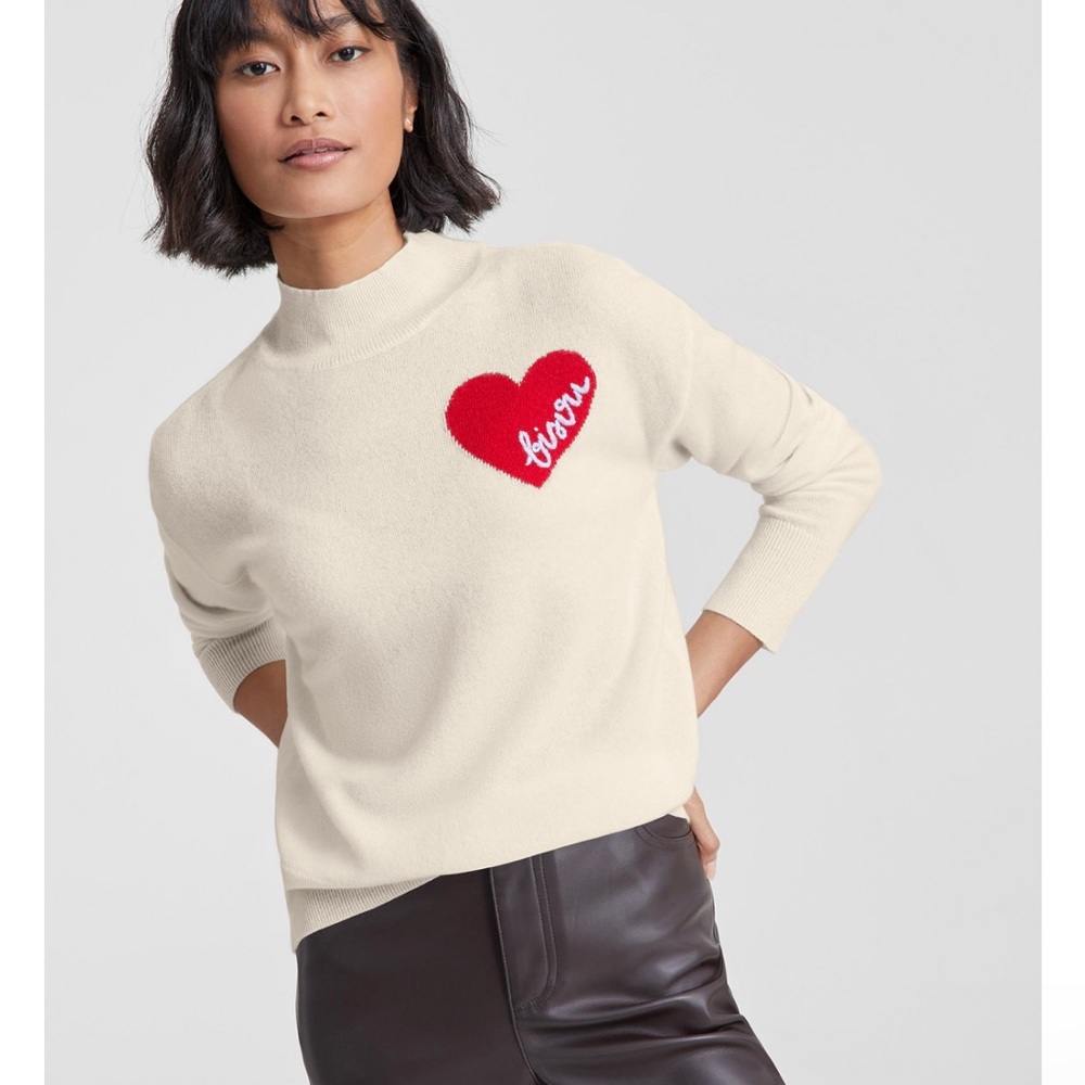 new with tag Women's Petite 100% Cashmere Bisou Mock Neck Sweater, PM size